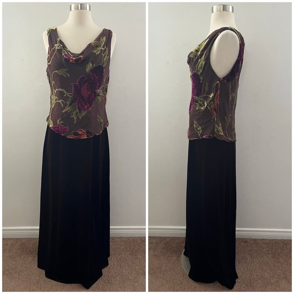 Vintage Patra Maxi Dress Size 10P Chiffon Velvet Sleeveless Practical Magic Y2K